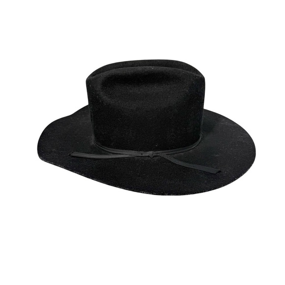 American hat company black western cowboy hat leather wool size6 5/8